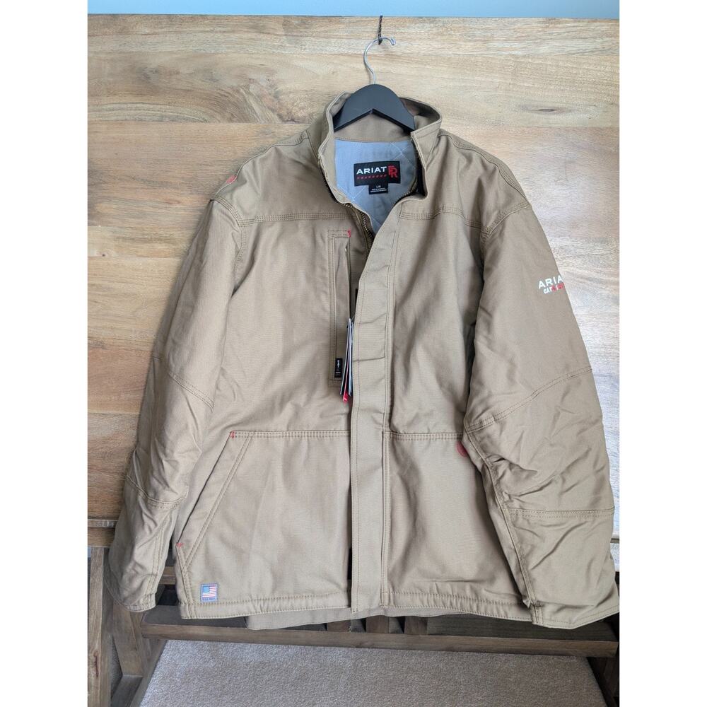 NWT Ariat FR Workhorse Insulated Canvas Jacket Men L Field Khaki Zipper 10024029